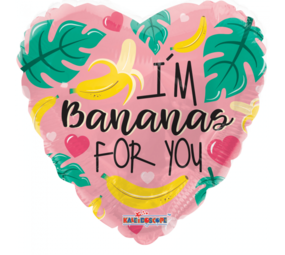 Helium balloon heart I'm bananas for you | 45 cm