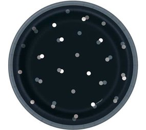Glitzer schwarz silberner Punkte 17cm | 8 Stücke