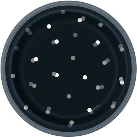 Glitz Black Silver Dots 17cm | 8 pieces
