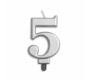 Globos Nordic Candle 5 years Silver Metallic | 8cm Globos Nordic Candle 5 years Silver Metallic | 8cm