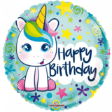 Ballon en aluminium Happy Birthday Licorne 45 cm | par unité Ballon en aluminium Happy Birthday Licorne 45 cm | par unité