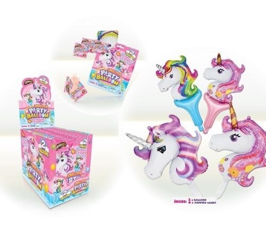Bonbons crépitants de licorne et ballons en aluminium 40cm | par sac