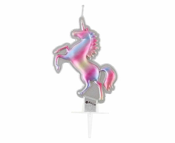 Godan Bougie gâteau arc-en-ciel licorne 8cm | par unité Godan Bougie gâteau arc-en-ciel licorne 8cm | par unité