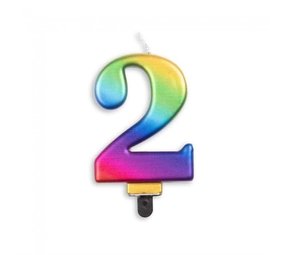 Globos Nordic Kerze 2 Jahre Regenbogen Metallic | 8cm Globos Nordic Kerze 2 Jahre Regenbogen Metallic | 8cm