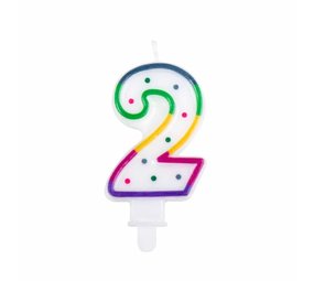 Boland Bougie 2 ans Rainbow Dot | 8cm Boland Bougie 2 ans Rainbow Dot | 8cm