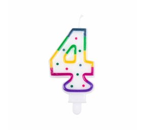 Boland Bougie 4 ans Rainbow Dot | 8cm Boland Bougie 4 ans Rainbow Dot | 8cm