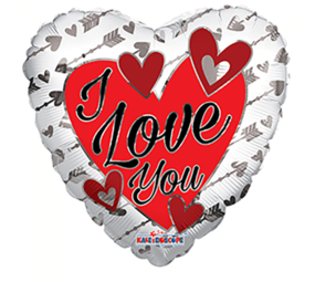 Helium Ballon I Love You With Silver Areas | 46 cm