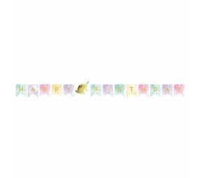 Creative Converting Einhorn-Glitzer-Buchstabengirlande „Happy Birthday“, 240 cm | pro Einheit