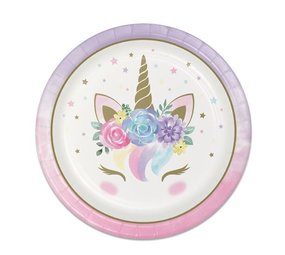 Creative Converting Assiettes Bébé Licorne 23cm | 8 pièces