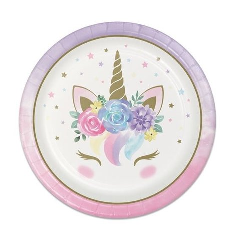 Creative Converting Assiettes Bébé Licorne 23cm | 8 pièces