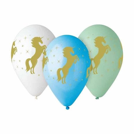 Godan Unicorn Gold Balloons 30cm | 5 pieces