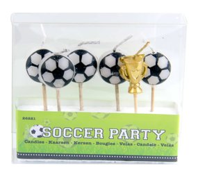 Folat Voetbal Kaarsjes Ballen en Beker 6cm | 6 stuks