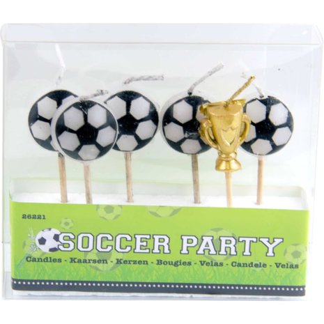 Folat Bougies de Football Ballons et Coupe 6cm | 6 morceaux