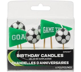 Amscan Voetbal Kaarsjes Ballen en Vlaggen 6cm | 6 stuks Amscan Voetbal Kaarsjes Ballen en Vlaggen 6cm | 6 stuks