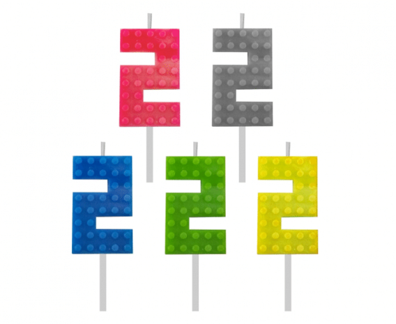 Tuf-Tuf Lego Nummer 2 Kuchenkerzen 5,5 cm | pro Einheit Tuf-Tuf Lego Nummer 2 Kuchenkerzen 5,5 cm | pro Einheit
