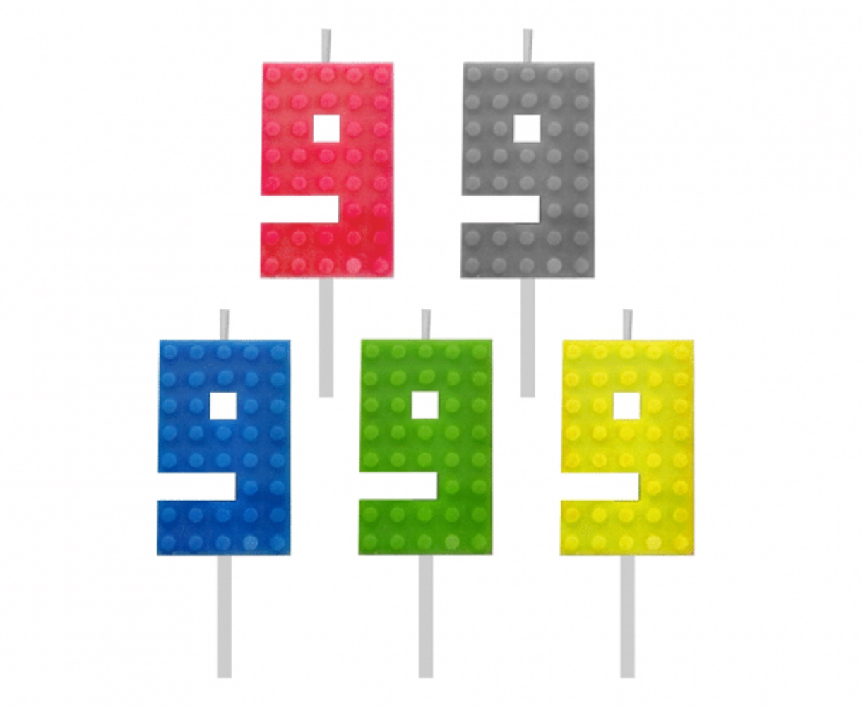 Tuf-Tuf LEGO number 9 cake candles 5.5 cm | per Unit Tuf-Tuf LEGO number 9 cake candles 5.5 cm | per Unit