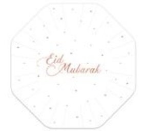 Assiette Aïd Mubarak Octogone Or Rose 18 cm | 8 pièces Assiette Aïd Mubarak Octogone Or Rose 18 cm | 8 pièces