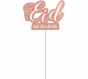 Cake topper Eid Mubarak Rose Goud | 15cm Cake topper Eid Mubarak Rose Goud | 15cm