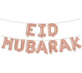 Feuille Ballons Eid Mubarak Rose Gold | 4 mètres Feuille Ballons Eid Mubarak Rose Gold | 4 mètres