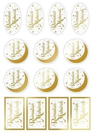 Gift Labels Ramadan Mubarak Gold | 14 pieces Gift Labels Ramadan Mubarak Gold | 14 pieces