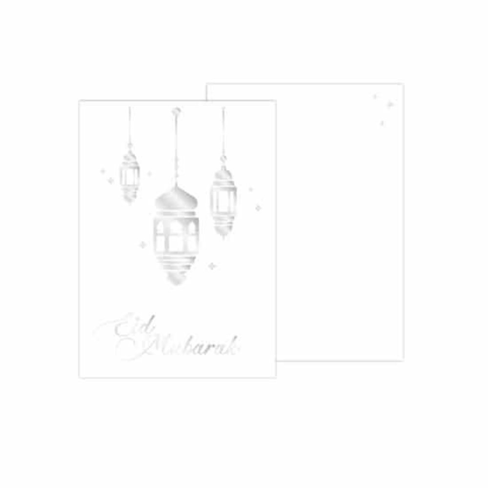Eid Mubarak uitnodiging wit / zilver met envelop | 1 stuks