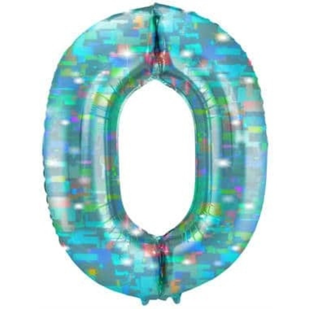 Folat Helium Ballon cijfer 0 Galactic Aqua | 101 cm