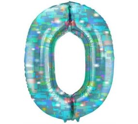 Folat Helium Balloon Number 0 Galactic Aqua | 101 cm Folat Helium Balloon Number 0 Galactic Aqua | 101 cm