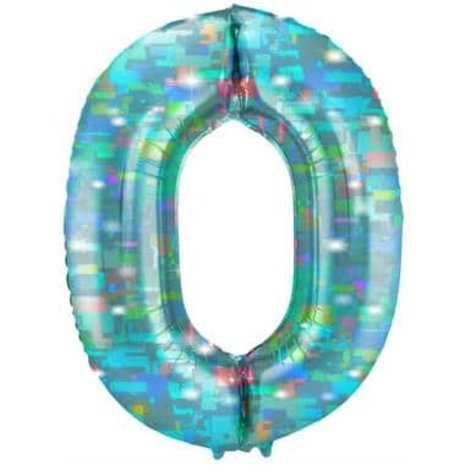 Folat Helium Ballon cijfer 0 Galactic Aqua | 101 cm