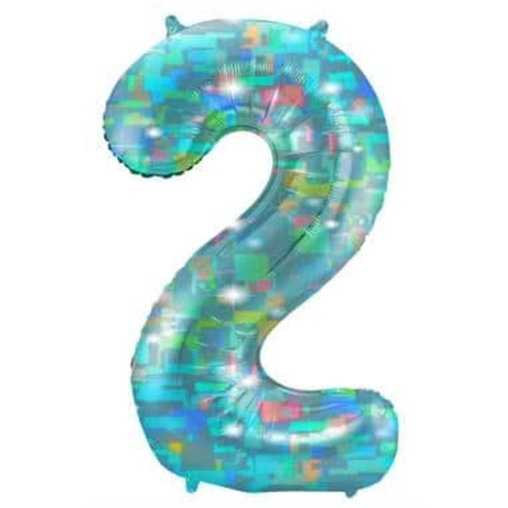 Folat Helium Ballon cijfer 2 Galactic Aqua | 101 cm Folat Helium Ballon cijfer 2 Galactic Aqua | 101 cm