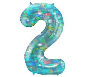 Folat Helium Ballon cijfer 2 Galactic Aqua | 101 cm Folat Helium Ballon cijfer 2 Galactic Aqua | 101 cm