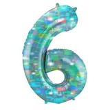 Folat Helium Ballon cijfer 6 Galactic Aqua | 101cm Folat Helium Ballon cijfer 6 Galactic Aqua | 101cm