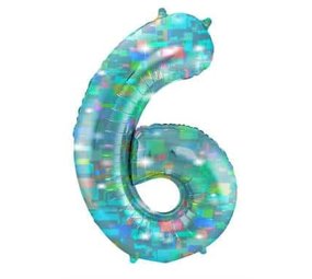 Folat Helium Ballon cijfer 6 Galactic Aqua | 101cm Folat Helium Ballon cijfer 6 Galactic Aqua | 101cm