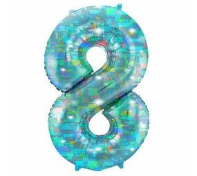 Folat Helium Balloon Number 8 Galactic Aqua | 101cm Folat Helium Balloon Number 8 Galactic Aqua | 101cm