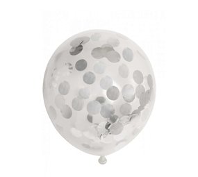 Ballons avec confettis en argent | 6 morceaux Ballons avec confettis en argent | 6 morceaux