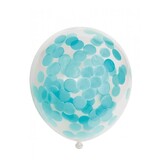 Ballons avec confettis bleu clair | 6 morceaux Ballons avec confettis bleu clair | 6 morceaux