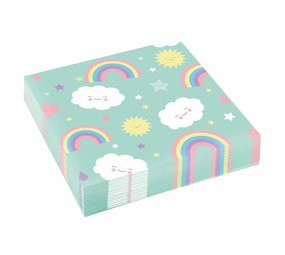 Amscan Servetten Rainbow & Cloud 33x33cm  | 20 stuks