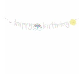 Guirlande joyeux anniversaire arc-en-ciel et nuage | 180cm