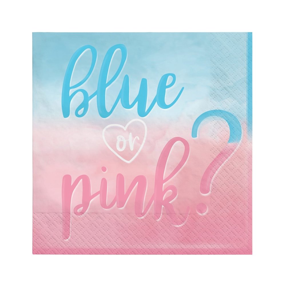 Servetten Gender Reveal Boy or Girl? 33x33cm | 16 stuks Servetten Gender Reveal Boy or Girl? 33x33cm | 16 stuks