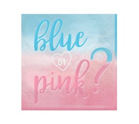 Servetten Gender Reveal Boy or Girl? 33x33cm | 16 stuks Servetten Gender Reveal Boy or Girl? 33x33cm | 16 stuks