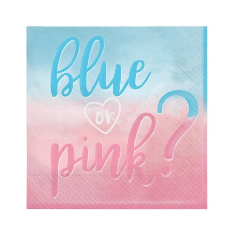 Napkins gender reveal boy or girl? 33x33cm | 16 pieces Napkins gender reveal boy or girl? 33x33cm | 16 pieces