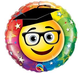 Helium Ballon Smiley with graduation hat | 43 cm