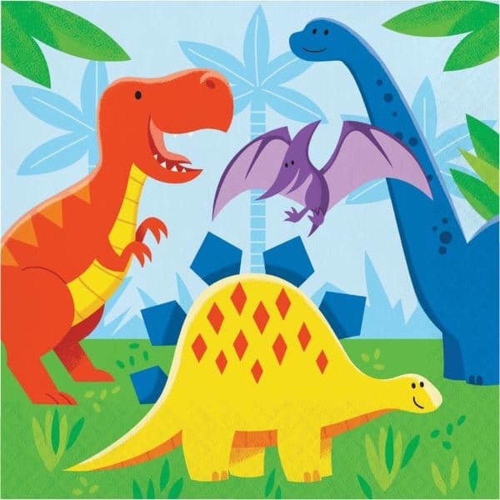 Creative Converting Dinosaurus Freunde Servietten 33x33cm | 16 Stücke