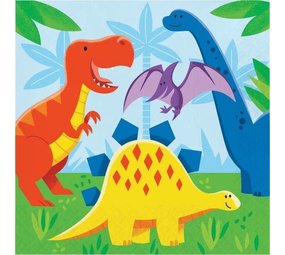 Creative Converting Dinosaurus Freunde Servietten 33x33cm | 16 Stücke