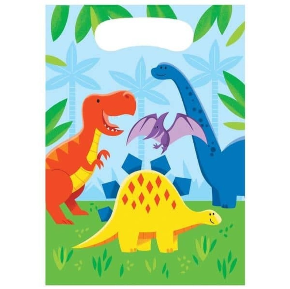 Creative Converting Dinosaurus Friends Handlebags 16x23cm | 8 pieces