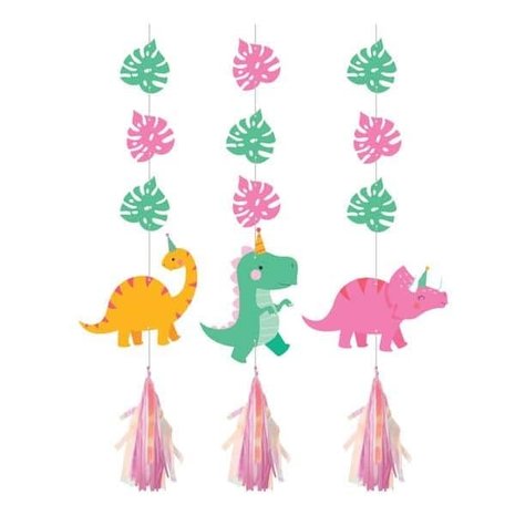 Creative Converting Dinosaurus hanging decoration with brushes 18x91cm | 3-part