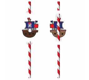 Amscan Pailles Pirates Rouge - Blanc | 8 pièces Amscan Pailles Pirates Rouge - Blanc | 8 pièces