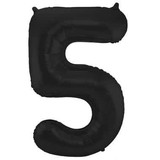 Folat Foil Balloon Number 5 Matt Black Metallic | 86cm Folat Foil Balloon Number 5 Matt Black Metallic | 86cm