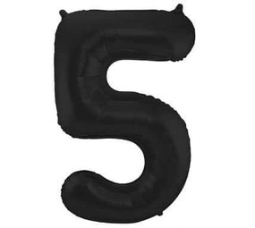 Folat Foil Balloon Number 5 Matt Black Metallic | 86cm Folat Foil Balloon Number 5 Matt Black Metallic | 86cm