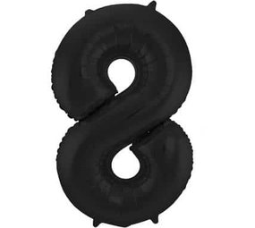 Folat Folie Ballon Nummer 8 Matt Black Metallic | 86 cm