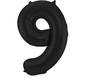 Folat Foil Balloon Number 9 Matt Black Metallic | 86cm Folat Foil Balloon Number 9 Matt Black Metallic | 86cm